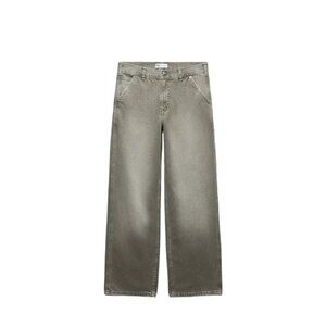 ZARA TRF CARPENTER MID RISE JEANS DUSTY KHAKI SIZE 12 | 6688/013